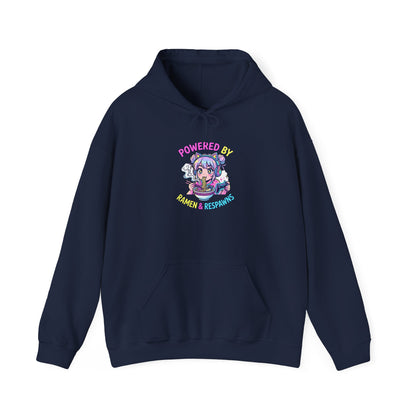 Hoodie — "Powered By Caffeine & Curiosity" Cute Anime Coffee Graphic