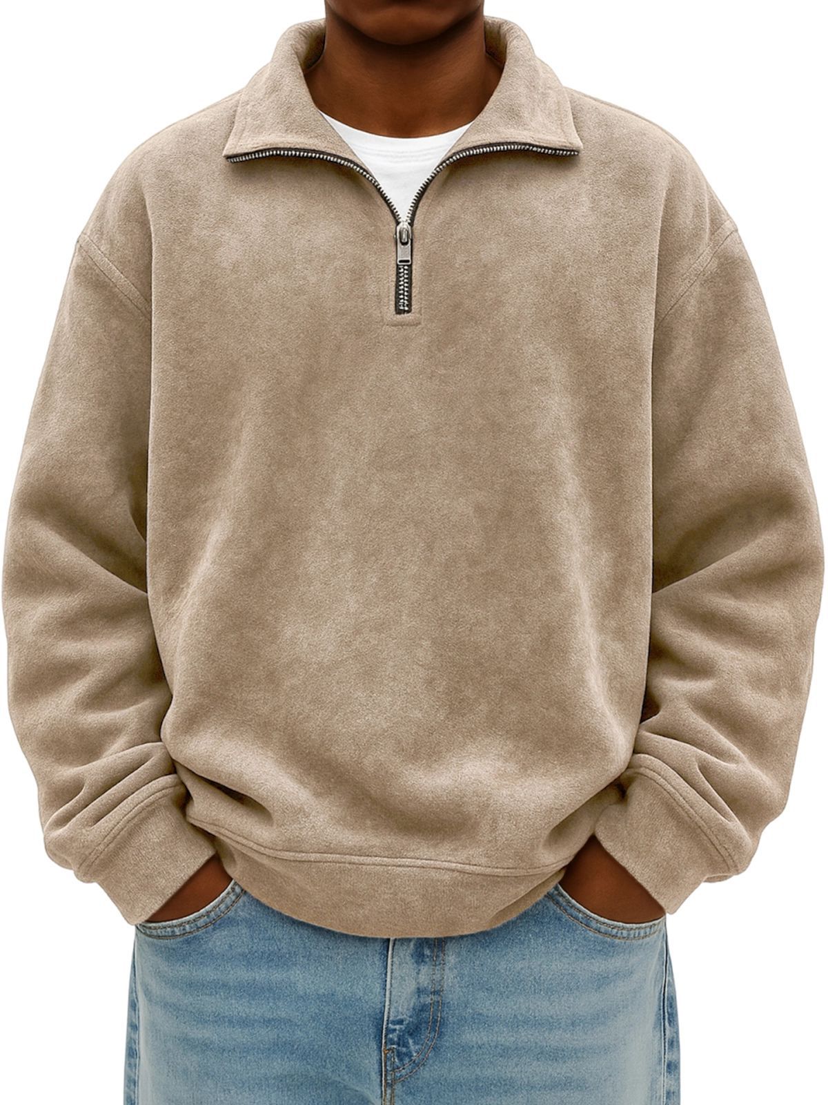 Stylish Vintage Oversized Mens Half-zip Hoodie