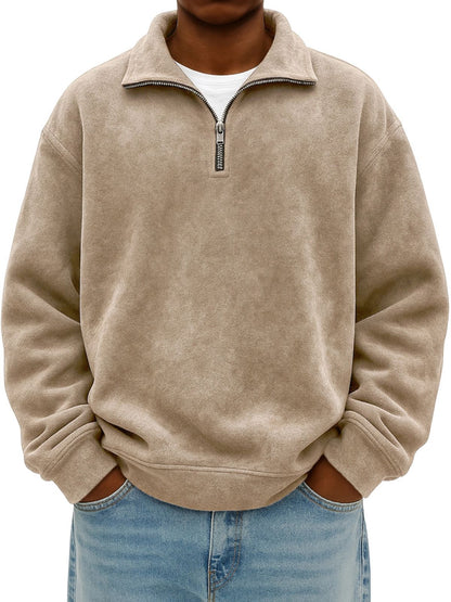 Stylish Vintage Oversized Mens Half-zip Hoodie