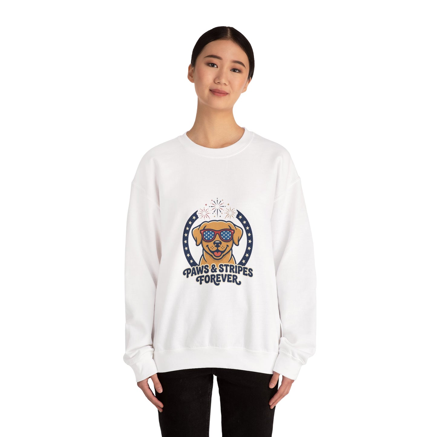 Paws & Stripes Forever Sweatshirt | Americana Retro, vintage distressed patriotic palette
