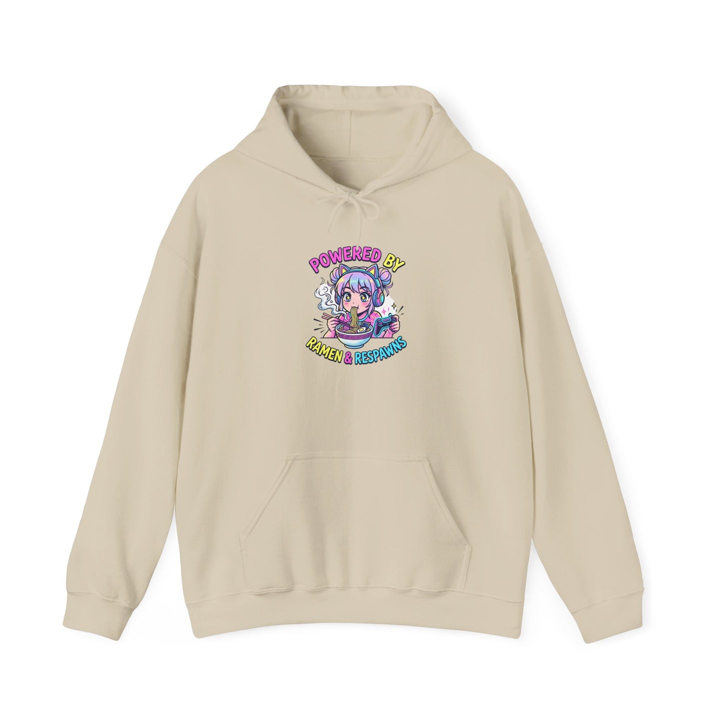 Hoodie — "Powered By Caffeine & Curiosity" Cute Anime Coffee Graphic