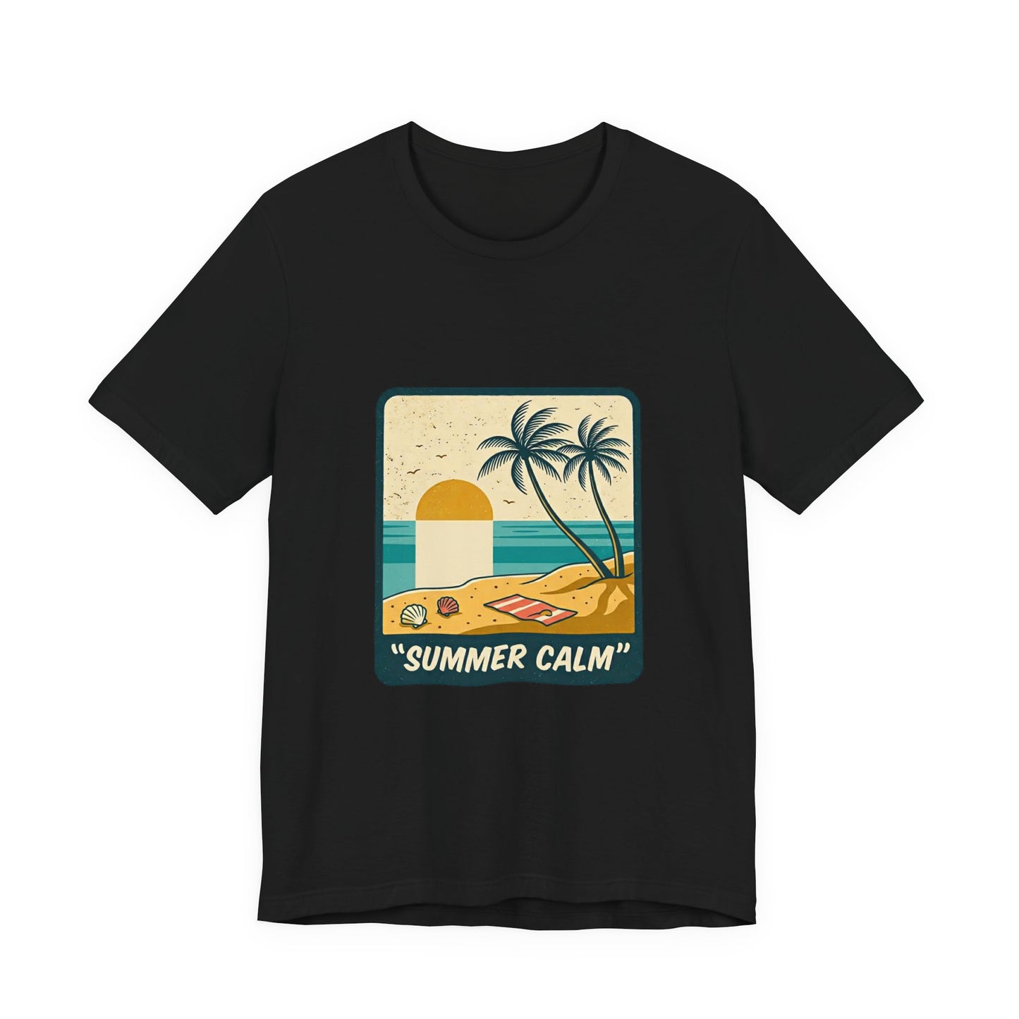 Summer Calm Beach T‑Shirt — Retro Palm Tree Sunset Tee