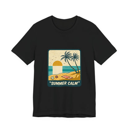 Summer Calm Beach T‑Shirt — Retro Palm Tree Sunset Tee