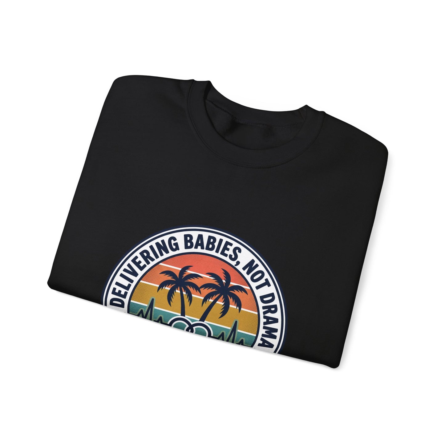 Retro Sunset Palms Crewneck, vintage distressed Americana, summer BBQ 4th of July