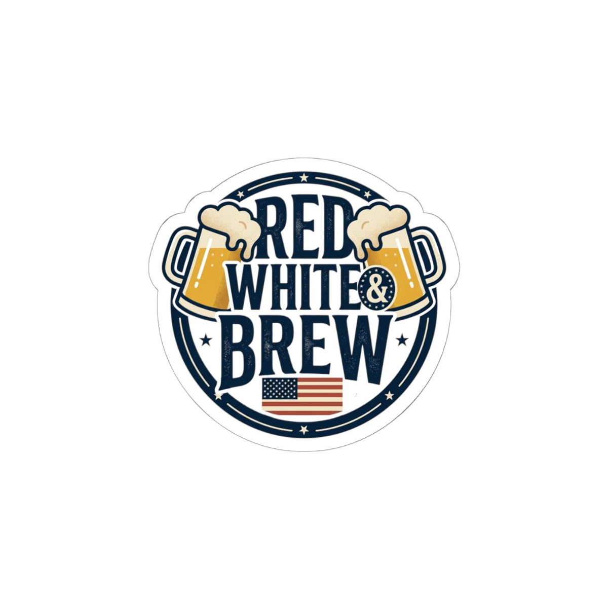 Red White & Brew Kiss-Cut Sticker | Americana Retro, 4th of July