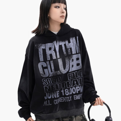 Aged-style Letter-print Hoodie In American