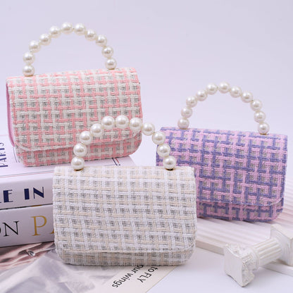 Cotton And Linen Pearl-handled Tote Bag For Kindergarten Kids