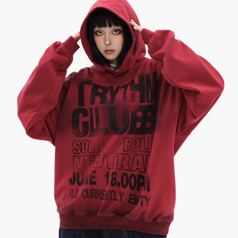 Aged-style Letter-print Hoodie In American