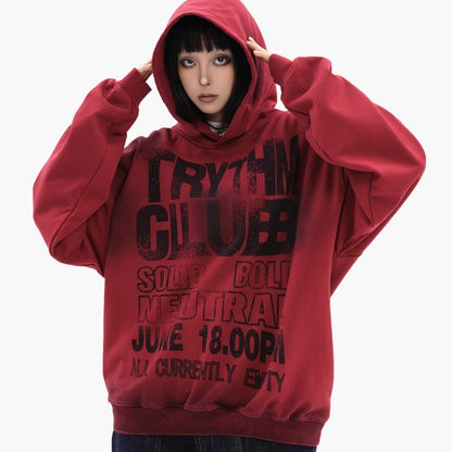 Aged-style Letter-print Hoodie In American