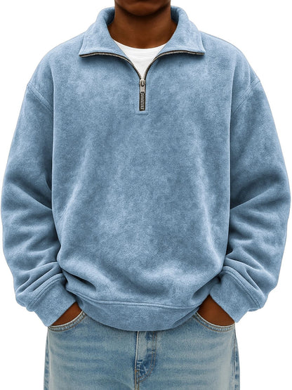 Stylish Vintage Oversized Mens Half-zip Hoodie