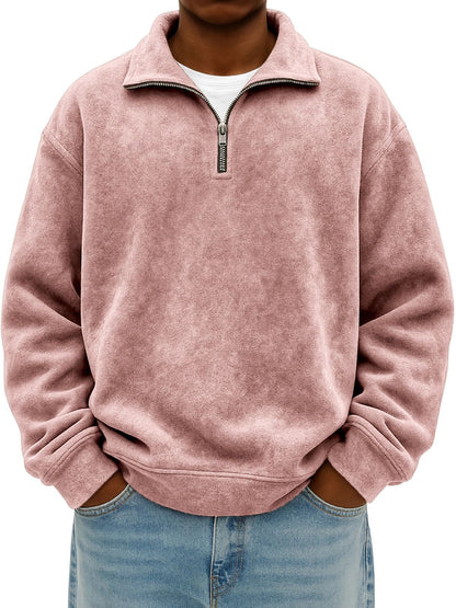 Stylish Vintage Oversized Mens Half-zip Hoodie