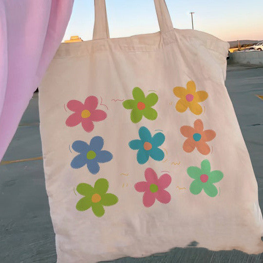 Floral Women Canvas Tote Bag Girl Reu